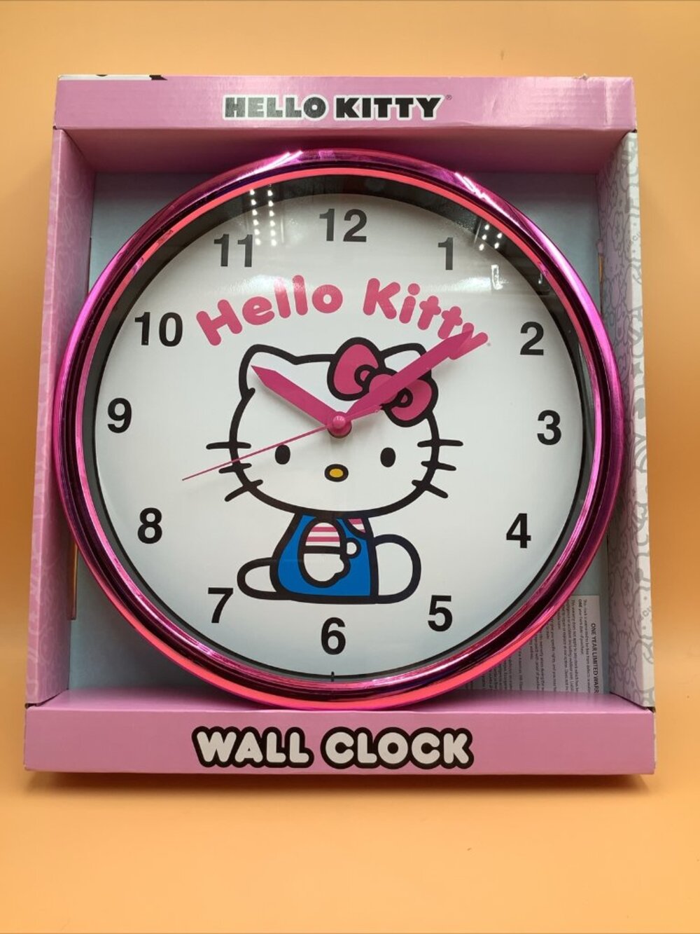 NEW Sanrio Hello Kitty Wall Clock Large Pink Analog Display Approx 12" Diameter